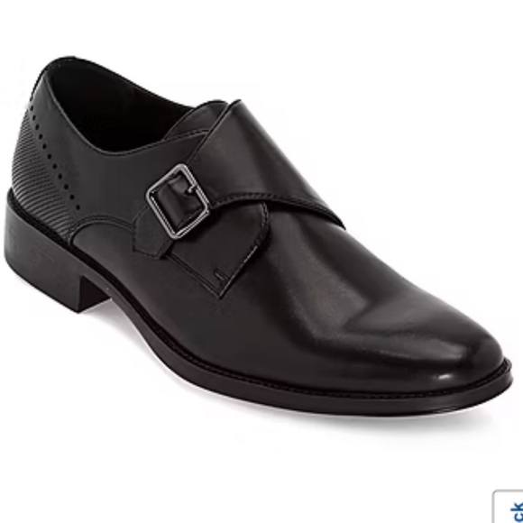 NWT-J.Ferrar-8 M-black-Cambridge-slip on, memory foam, silver buckle, dress shoe - Picture 1 of 8
